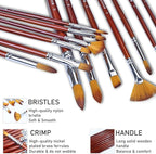 DUGATO Artist Paint Brush Set 13pcs, Long Handle Oil Acrylic Paint Brushes, Watercolor Brush Set for Body, Face, Rock, Canvas Drawing Art Crafts