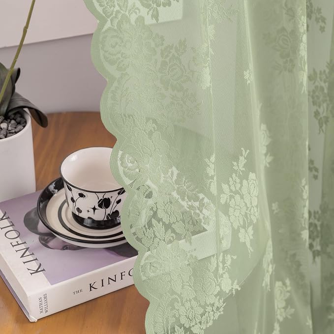 Kotile Sage Green Sheer Curtains - Image 4