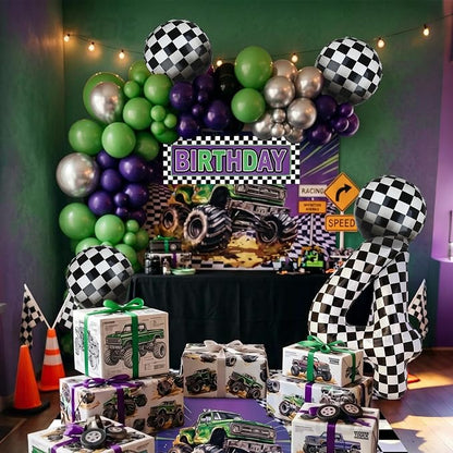 Monster Truck Birthday Party Theme 40 Inch Checkered Number Balloon 4 | - Image 5