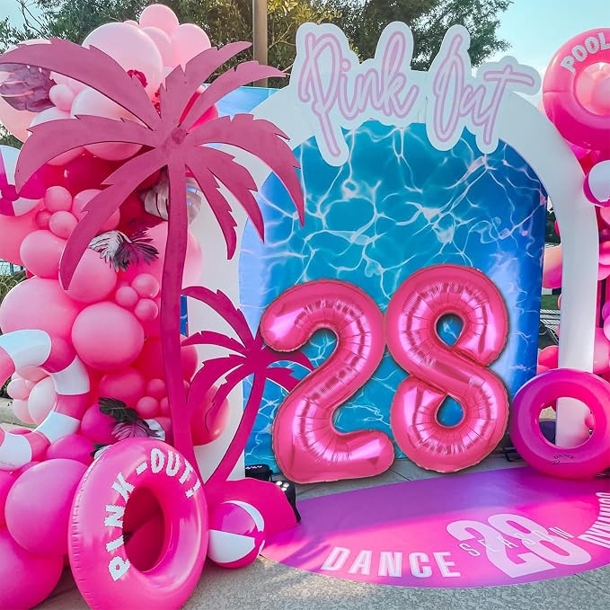40 Inch Number Balloons Hot Pink 8 Cowgirl Pink 8th Birthday Decor 9 Pcs | - Image 5