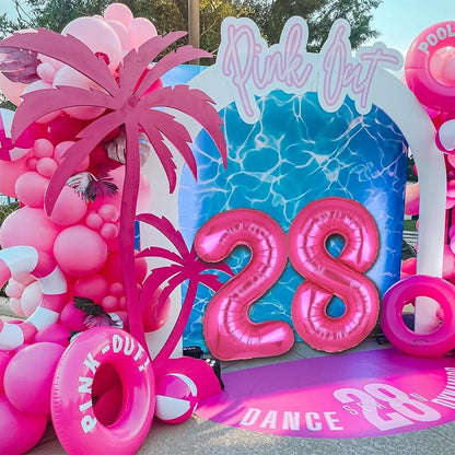 40 Inch Number Balloons Hot Pink 8 Cowgirl Pink 8th Birthday Decor 9 Pcs | - Image 5