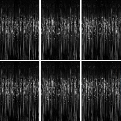 Voircoloria Black Foil Fringe Backdrop Curtains, Birthday Party Decorations by Voircoloria