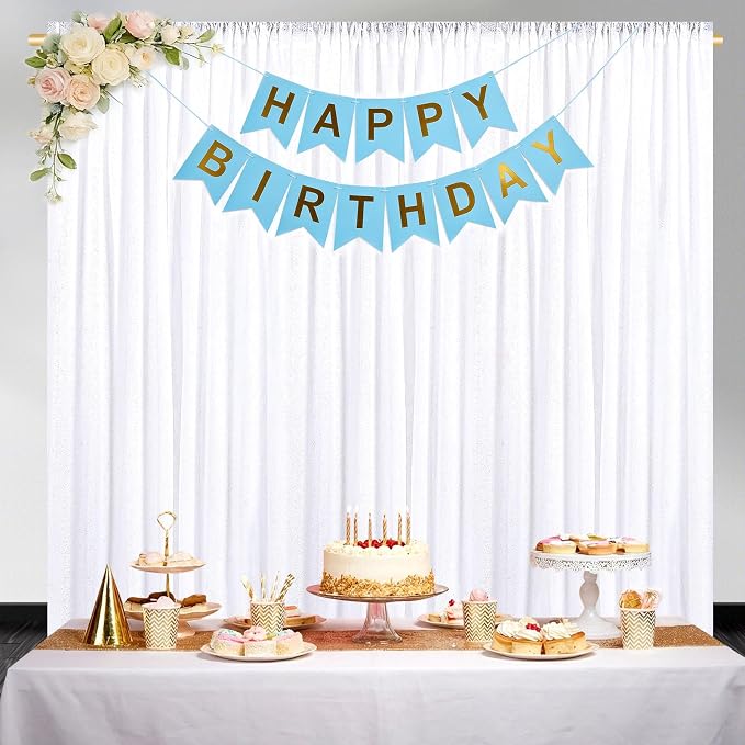 White Sequin Backdrop Curtains-1 Panel 3FTx8FT White Backdrop - Image 5