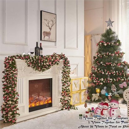 Artificial Flower Garland 8pcs 8.2ft Floral Rose Vine Decor, Hanging Faux Roses - Image 4