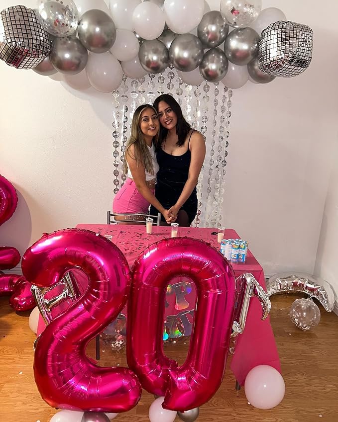Hot Pink Number 0 Balloon 40 Inch, 0th Birthday Decorations Men Women | Foil - Image 4