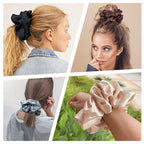 Silk Satin Hair Scrunchies for Women Girls - Big Large Jumbo Scrunchie for Sleep Cute Gaint Oversize Scrunchy for Thick Hair