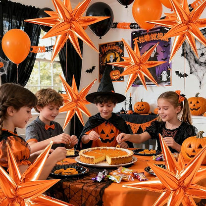 60Pcs Orange Star Balloons Foil Explosion Mylar Balloon 12 Point Spike Ballons - Image 4