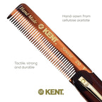 Kent 20T Handmade Folding Pocket Comb for Men, Fine Tooth Hair Comb Straightener for Everyday Grooming Styling Hair, Beard or Mustache, Use Dry or with Balms, Saw Cut Hand Polished, Made in England