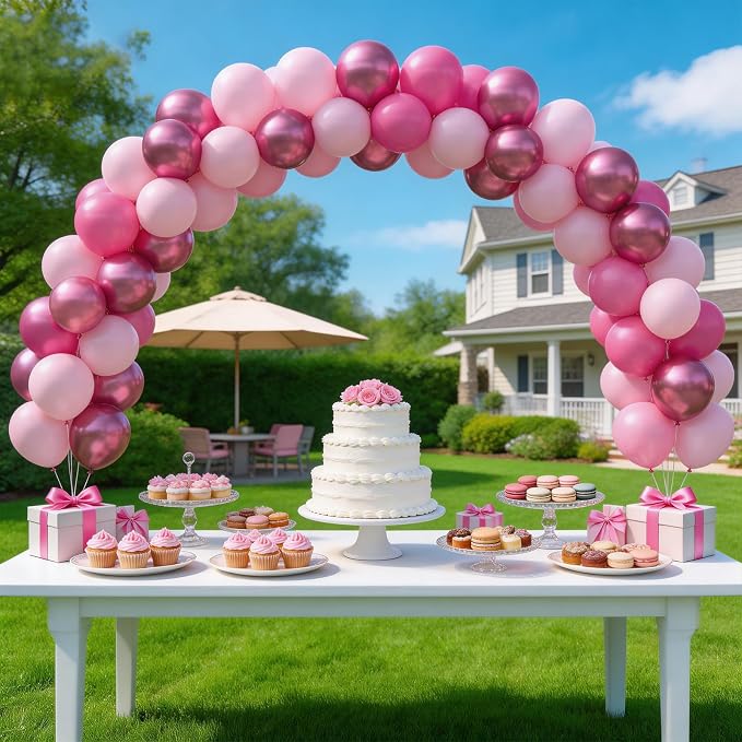 160Pcs Pink Balloons Metallic Pink Balloon, 12 Inch Hot Pink Balloons Pink - Image 6