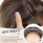 MORICHY Hair Toppers for Women with Thinning Hair 20inch Long Wavy Hair pieces for Women Synthetic Wiglets Topper with Bangs Clip in Light brown with Blonde Highlights