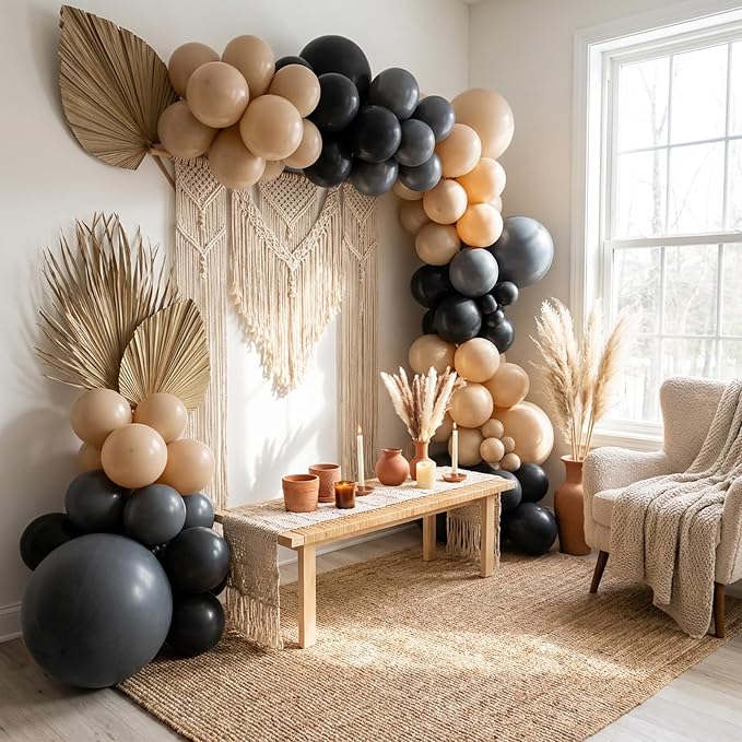 RUBFAC Light Brown Different Sizes Beige Vanilla Balloon Arch 129pcs | Neutral - Image 7