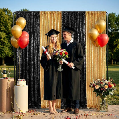 Black Sequin Backdrop Curtains-1 Panel 5FTx8FT Black Backdrop - Image 4