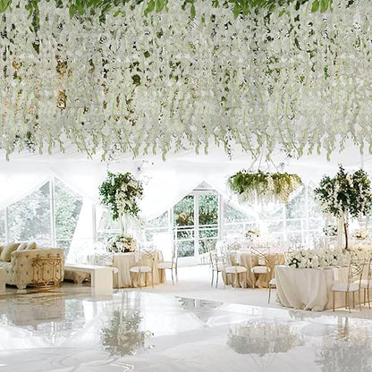 ZINHO 60 Branches Wisteria Hanging Flowers, Artificial White Wisteria Flowers - Image 8