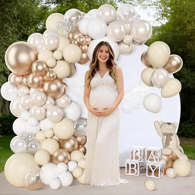 Amandir 153 Pcs White Sand Metallic Champagne Gold Balloon Arch Garland Kit | - Image 6