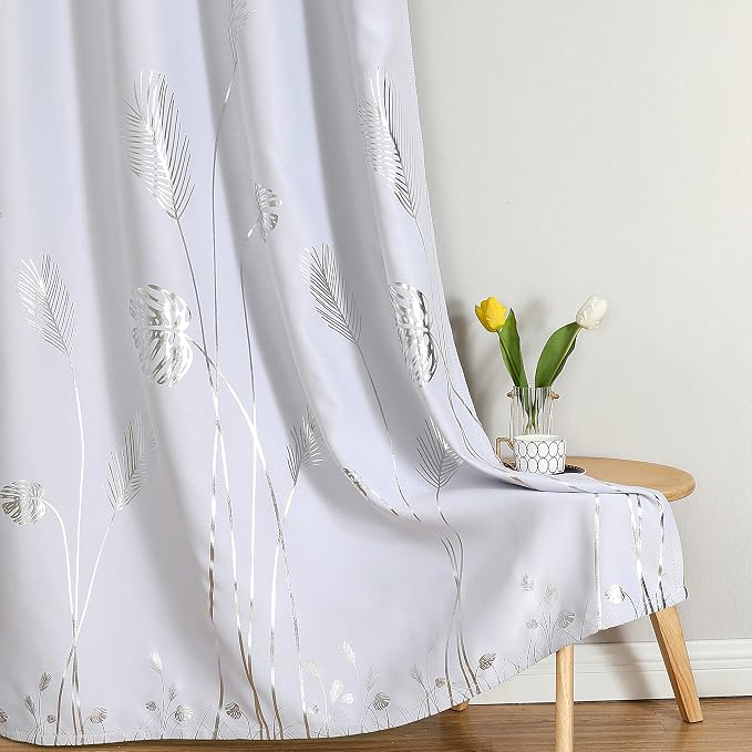 Greyish White Thermal Insulted Curtains 96 Inches Long Room Darkening Light - Image 7