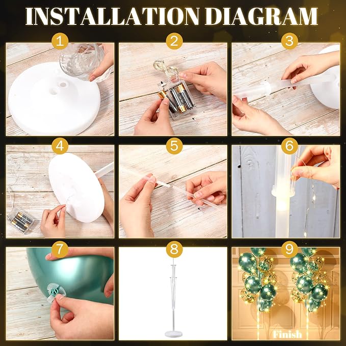 Wettarn 2 Sets Floor Balloon Column Stand Kit - Image 2