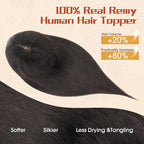 Rich Choices Human Hair Toppers for Women-100% Real Remy Hair Topper with 3D 360°Bang-Upgraded 150% Density 9 * 12CM Lace Base-Clip in Hairs topper for Thinning Hairs-10Inch #1B Natual Black