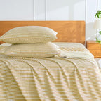 JELLYMONI 100% Natural Cotton Striped King Pillowcases Set, 2 Pack White and Yellow Stripes Pattern Printed Pillow Covers with Envelope Closure(Pillows are not Included)