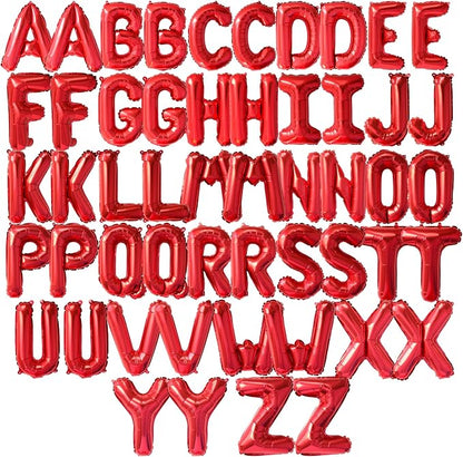 52 Pcs 16 Inch Red Letter Foil Balloons, 2 Sets of A-Z, Mylar Metallic Balloons by Funforthefuture