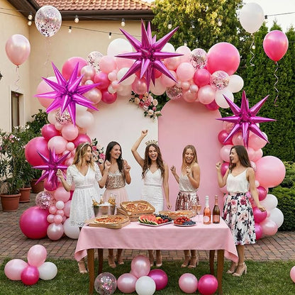 22/27 Inch Hot Pink Star Balloons, Hot Pink Star Shaped Foil Balloons, Cone - Image 7