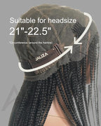 Human Hair Boho Curls Hand-Tied HD Full Lace Wig - 36" Salon-Level Small Box Synthetic Braids (79 Braids, Medium Density) Pre-Cut Swiss HD Lace, Pre-Plucked, Tangle-Free - 1B/27 Honey Blond