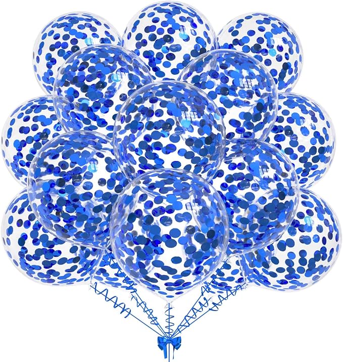 50pcs Blue Confetti Balloons, 12 inch Latex Balloon by KALOR