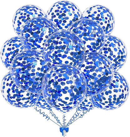 50pcs Blue Confetti Balloons, 12 inch Latex Balloon by KALOR