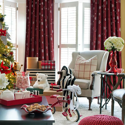 Beauoop Christmas Red Velvet Curtain - Image 7