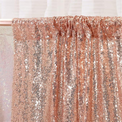 2ft x 8ft Rose Gold Sequin Backdrop Curtains Photography 2 Panels - Image 4