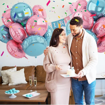 20PCS 18 Inch Round Foil Balloon, Light Blue Pink Round Shaped Balloons - Image 5