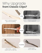 AIMIKE 4.8" Shell Pattern Clips for Styling – Built-In Silicone Band Duckbill Hair Clips, No-Crease Non-Slip Sectioning Clips for Thick, Curly Hair, Ideal for Makeup, Hairstyling & Rollers, 4-Pack