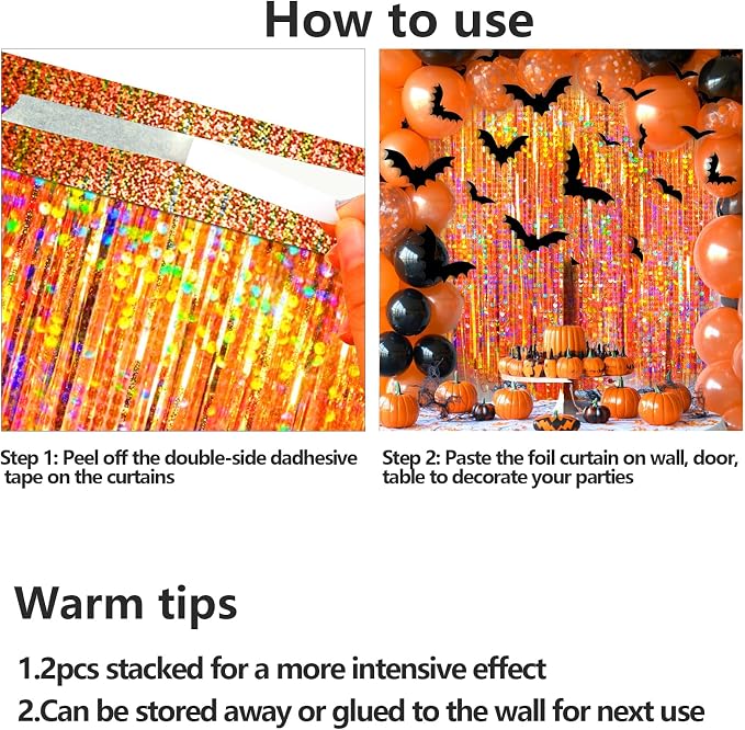 4 Packs Orange Foil Fringe Curtain, Baby Shower, Thanksgiving, Friendsgiving - Image 7
