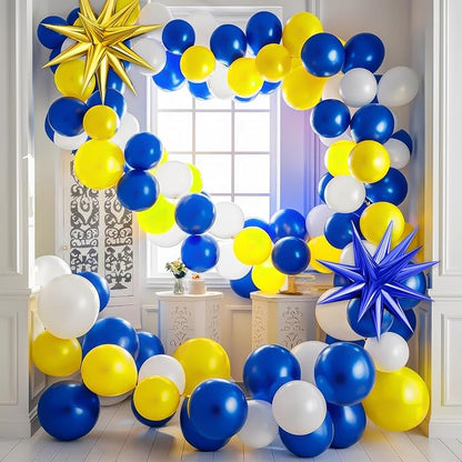 Blue Yellow Balloon Arch Kit, Royal Blue and Yellow White Balloons Garland Kit - Image 8
