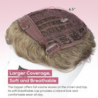 REECHO Hair Topper, Short Wiglet Hair Topper for Women with Thinning Large Coverage Synthetic Top Crown Hairpiece for Women - Honey Pecan