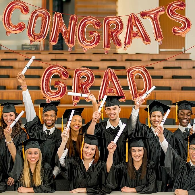 16 Inch Orange Congrats Grad Banner Balloons, Graduation Decorations 2026 - Image 3