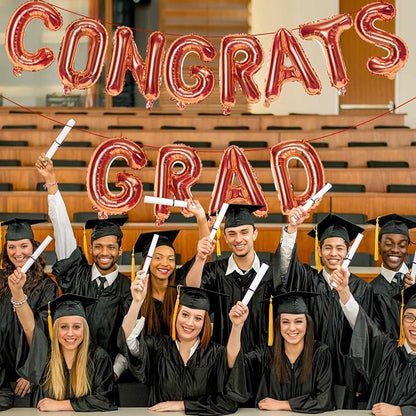 16 Inch Orange Congrats Grad Banner Balloons, Graduation Decorations 2026 - Image 3