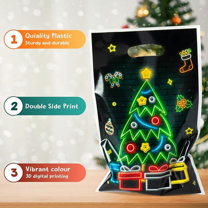 ANGOLIO 50Pcs Christmas Glow in the Dark Favors Bags Print Christmas Tree - Image 3