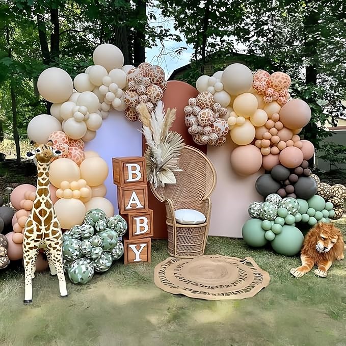 Giraffe Print Balloons Set, 12 Inch Safari Animal Deer Print Latex Balloons - Image 4