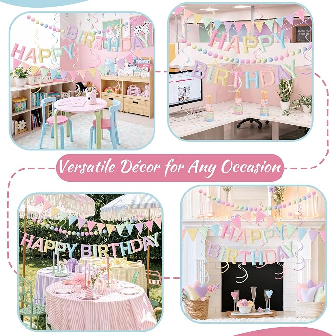 Kriyokiaa Pastel Happy Birthday Banner Set - Image 7