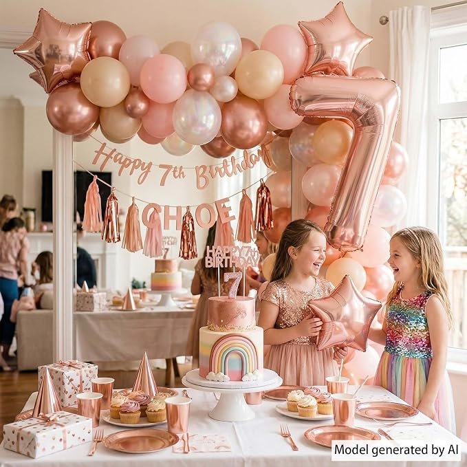 Rose Gold Number 7 Balloon 40 Inch, Blush Foil - Image 2