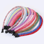 XIMA Crystal Glitter Headbands for Women and Girls, Multi-Color Fashion Hair Accessories, Non-Slip Design Pack of 12