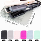 Heysam Heat-Resistant Silicone Mat/Non-Slip Vanity Pad for Hair Styling Tools-Hair Straighteners, Curling Irons and Flat Irons, Food-Grade Silicone, Suitable for Home, Travel, Salon Use, 9"x6.5"-Blue