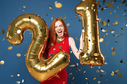 Gold Number 21 Balloon, 40 Inch Large 12/21 Number Foil Mylar Balloons - Image 4