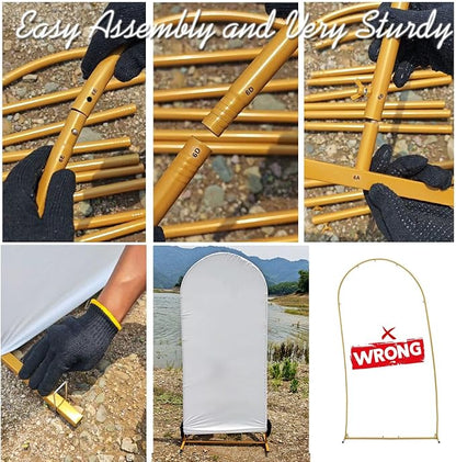 Arch Backdrop Stand and Cover Set Metal Arch Frame Stand Gold - Image 4