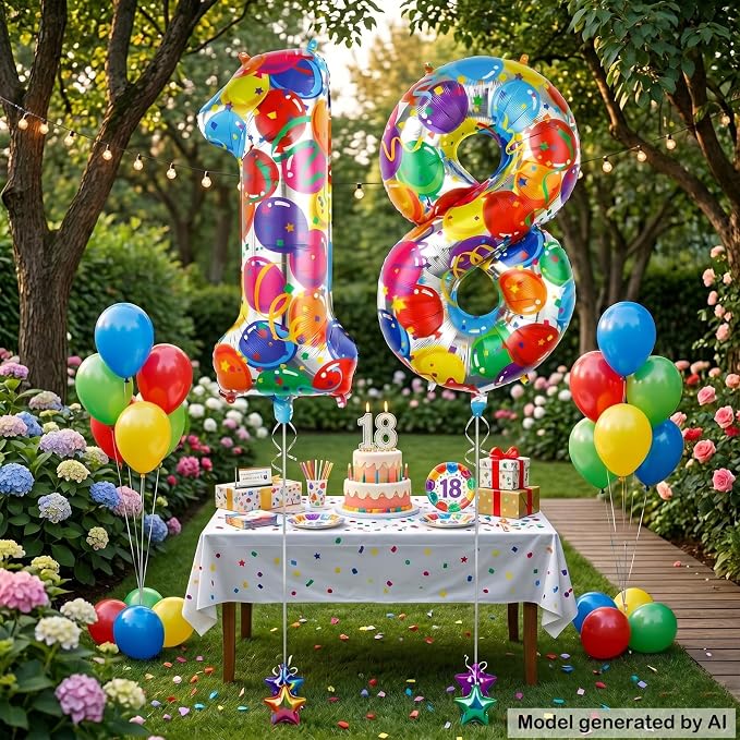 40 Inch Number 18 Balloon Set Large Foil Balloons - Image 3