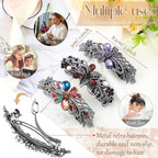 Geyoga 6 Pieces Vintage Hair Barrettes for Women Retro Flower French Pearl Crystal Rhinestones Clips Hair Pins for Women Styling Accessories(Delicate Style)