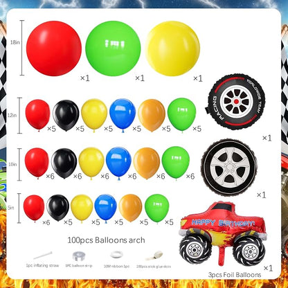 104pcs Monster Truck Birthday Decorations Balloon Garland Arch Kit - Image 2