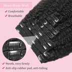 18 Inch Clip in Human Hair Extensions 110g 8Pcs with 18Clips Clip in Extensions for Black Women Natural Black Brazilian Human Hair Double Weft Kinky Straight Clip Ins（1B Color）