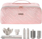 Leudes Hair Tools Travel Bag For Dy son Airwrap Hair Dryer Shark Flex Style Carrying Case Travel Makeup Bag Portable Pouch Open Flat Packing Organizers with Divider and Handle (Pink)