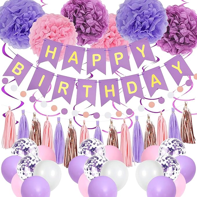 Purple Pink Birthday Party Decorations by pugkloy